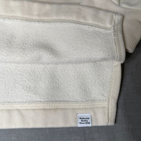 Puma Cream Sweatshirt Womens Small Beige Pullover Fleece Logo Patch Streetwear - Picture 7 of 11